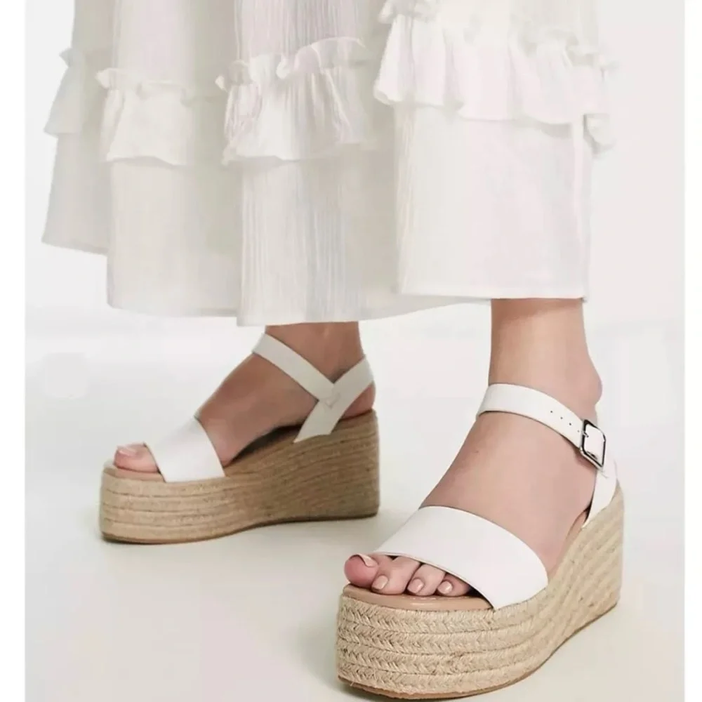 Soludos White Espadrille Wedge Sandals